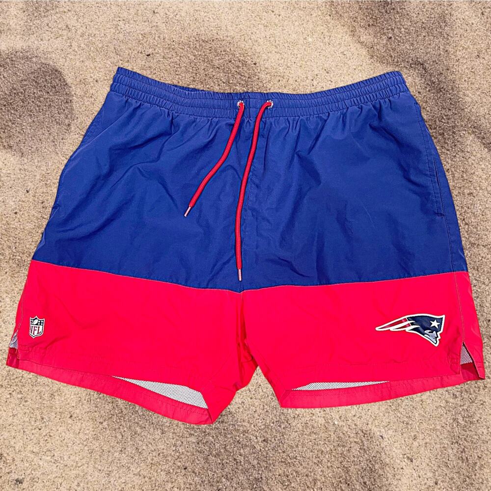 NEW ENGLAND PATRIOTS Swim Trunks Blue Red NFL Football Shorts Mens Large